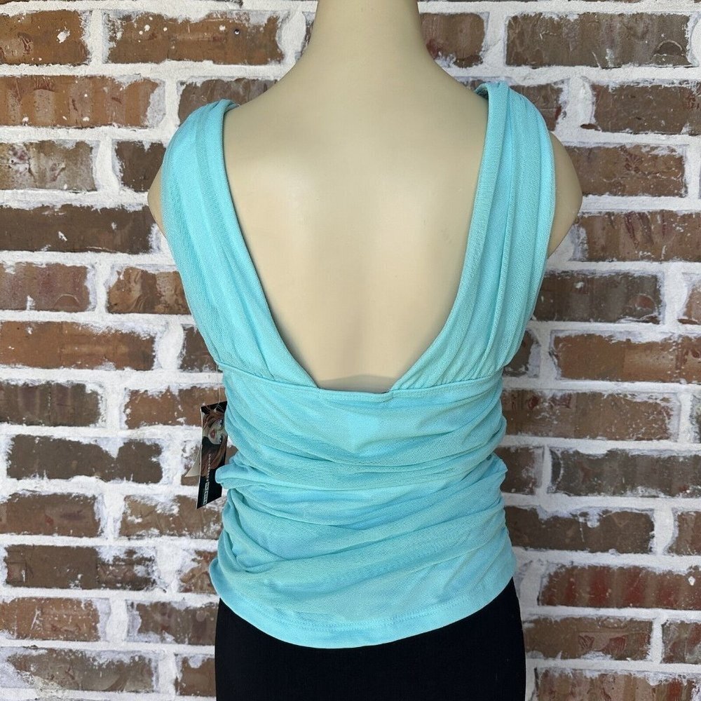 Necessary Objects Wrap Blouse Top Sleeveless Aqua… - image 2